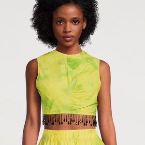 Ganni Tie Dye Crop Top with Fringe
